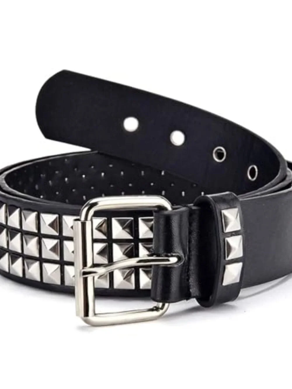 Black Studded Belt Punk Rock Rivet Belt Grommet Pyramid Men Women